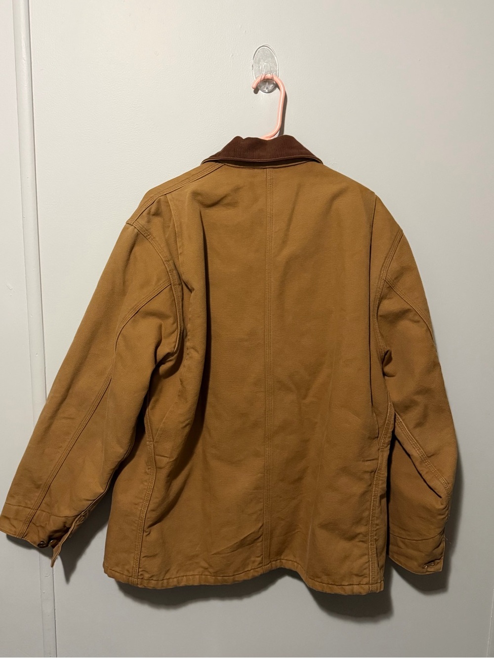 Vintage Carhartt Brown Duck Work Jacket with Dark Corduroy Collar - Picture 3 of 7